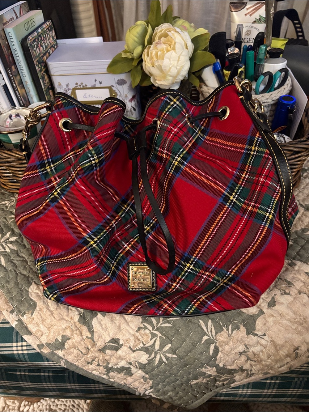 Dooney & Bourke Plaid Shoulder Bag in Red & Black